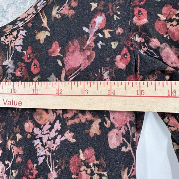 Peruvian Connection Small Midi Dress Black Floral Potpourri Pockets Stretch Boho - Picture 9 of 12